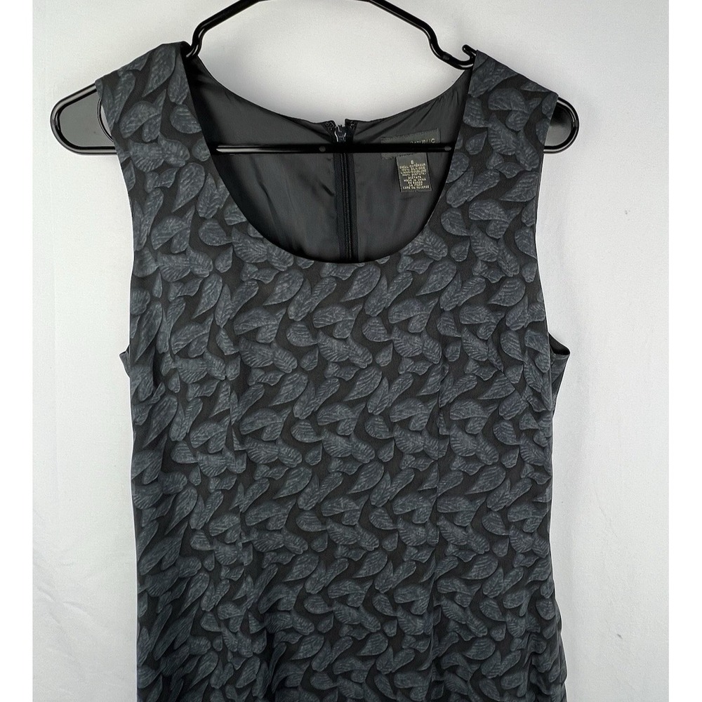 Banana Republic Sz 8 Gray 100% Silk‎ Leaf Maxi Sheath Dress Sleeveless Back Slit - Picture 5 of 12